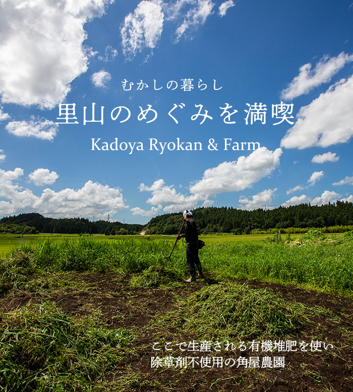 むかしの暮らし　里山のめぐみを満喫　角屋農園　Kadoya Ryokan & Farm