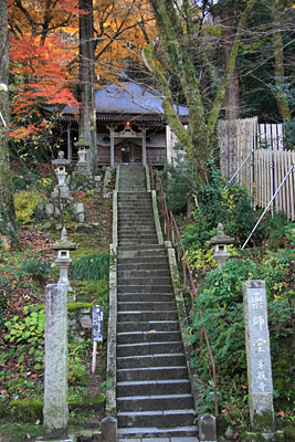村杉薬師堂への五十段の階段